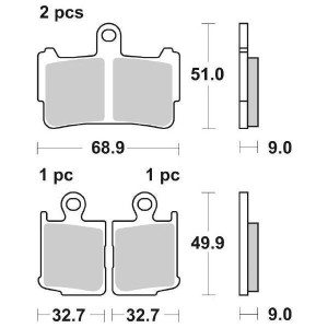 SINTERED FRONT BRAKE PADS SET SBS 869 HS HONDA VFR 1200 F 2010-2015