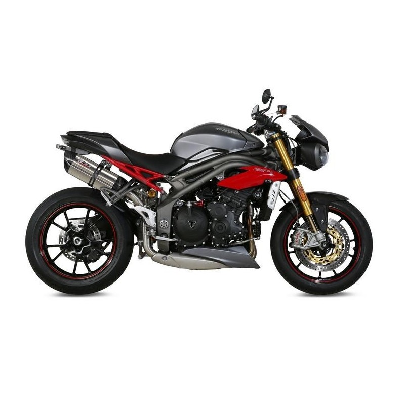 PAIR OF MIVV HEXAUST SUONO TRIUMPH SPEED TRIPLE R 2016-2018, APPROVED STEEL/CARBON