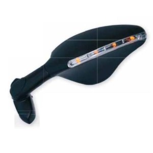PAR DE RETROVISORES UNIVERSALES PARA MOTOCICLETAS CON FLECHAS LED INTEGRADAS, NEGRO, APROBADO