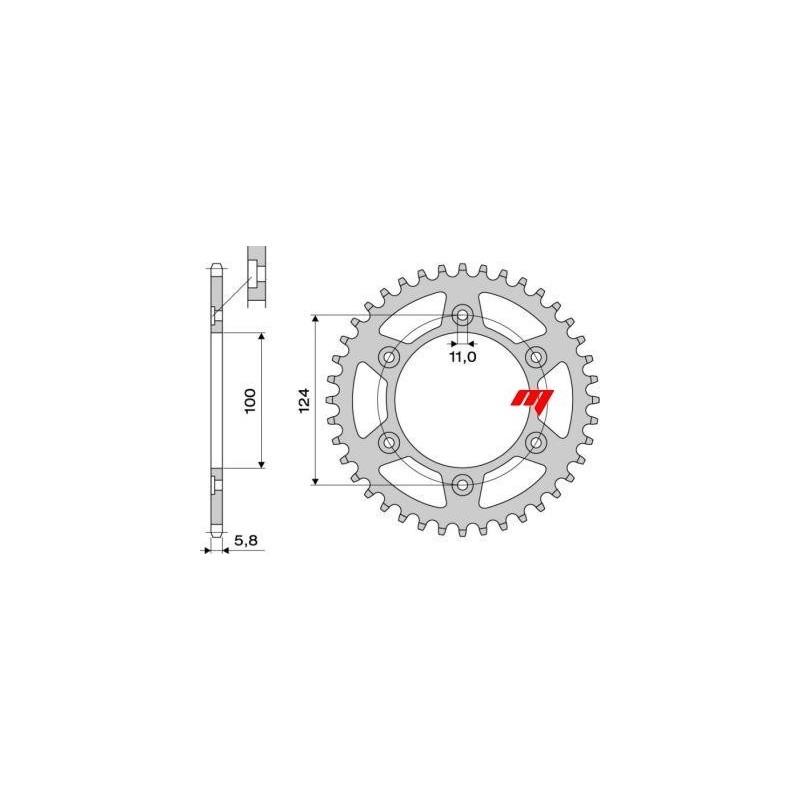 CORONA DE ACERO PARA CADENA 520 DUCATI MONSTER 600 1995-2001, MONSTER 620 2002-2006