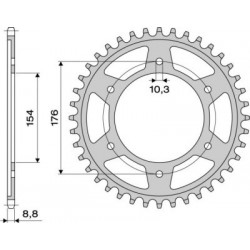 CORONA DE ACERO PARA CADENA 530 HONDA VFR 800 1998-2001, VFR 800 V-TEC 2002-2009, VFR 750 F 1994-1997