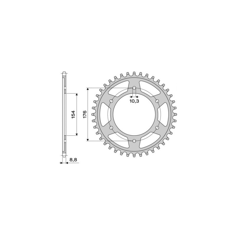 CORONA IN ACCIAIO PER CATENA 530 HONDA VFR 800 1998-2001, VFR 800 V-TEC 2002-2009, VFR 750 F 1994-1997