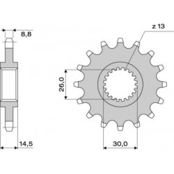 PIÑON DE ACERO PARA CADENA 530 HONDA VFR 800 1998-2001, VFR 800 V-TEC 2002-2009, CB 1300/S 2003-2013