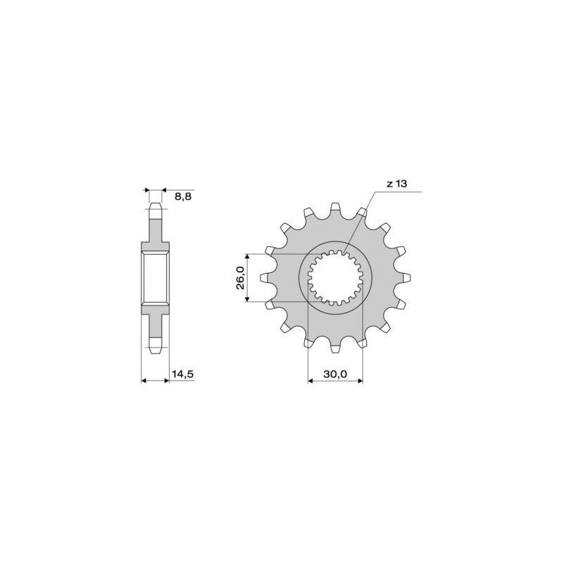 PIÑON DE ACERO PARA CADENA 530 HONDA VFR 800 1998-2001, VFR 800 V-TEC 2002-2009, CB 1300/S 2003-2013