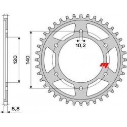 STEEL REAR SPROCKET FOR 530 CHAIN SUZUKI GSX-R 750 1996-1997, TL 1000 S/R 1997-2002