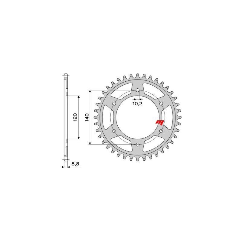 CORONA DE ACERO PARA CADENA 530 SUZUKI GSX-R 750 1996-1997, TL 1000 S/R 1997-2002