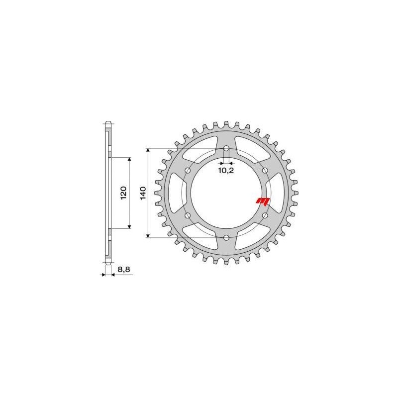 STAHL-KETTENRAD FÜR KETTE 530 SUZUKI GSX-R 750 1996-1997, TL 1000 S/R 1997-2002