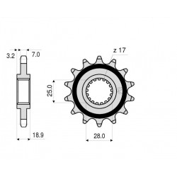 PIGNONE IN ACCIAIO PER CATENA 525 APRILIA TUONO V4 1100 RR 2015-2020, TUONO V4 1100 FACTORY 2015-2020