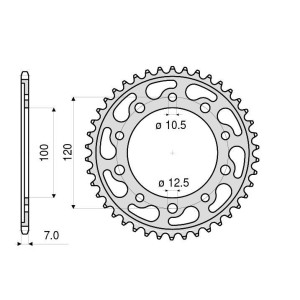 STAHL-KETTENRAD FÜR KETTE 525 APRILIA TUONO V4 1100 RR 2015-2020, TUONO V4 1100 FACTORY 2015-2020