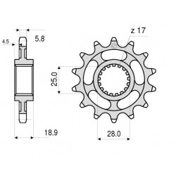 PIGNONE IN ACCIAIO PER CATENA 520 APRILIA TUONO V4 1100 RR 2015-2020, TUONO V4 1100 FACTORY 2015-2020