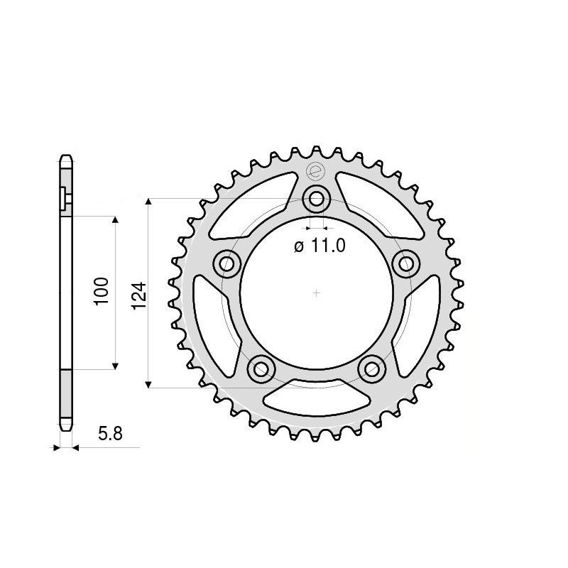 ALUMINIUM-KETTENRAD FÜR KETTE 520 DUCATI SCRAMBLER ICON 800 2015-2018