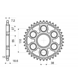 CORONA DE ACERO PARA CADENA 525 DUCATI PANIGALE V4 2018-2019, PANIGALE V4 S 2018-2019