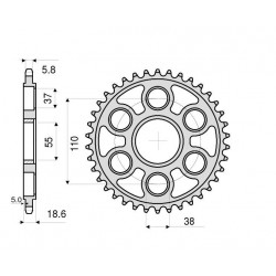 ALUMINIUM-KETTENRAD FÜR KETTE 520 DUCATI PANIGALE V4 2018-2019, PANIGALE V4 S 2018-2019