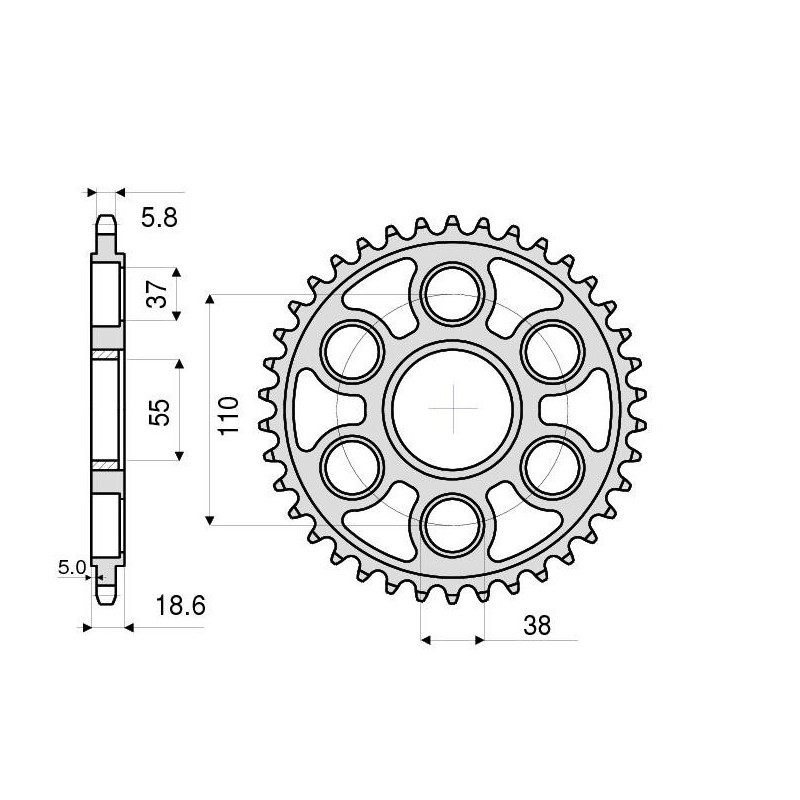 ALUMINIUM REAR SPROCKET FOR 520 CHAIN DUCATI PANIGALE V4 2018-2019, PANIGALE V4 S 2018-2019