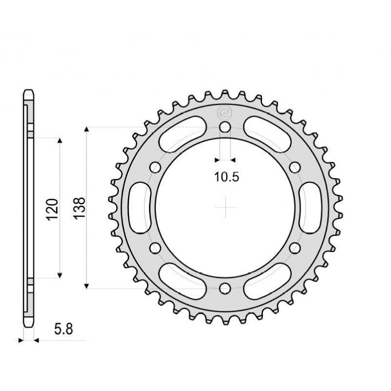 CORONA IN ACCIAIO PER CATENA 520 HONDA CBR 300 R 2014-2019