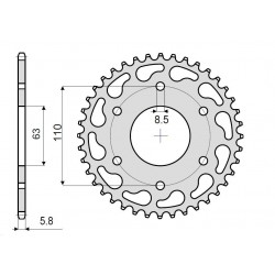 CORONA IN ACCIAIO PER CATENA 520 KTM DUKE 125 2014-2016*