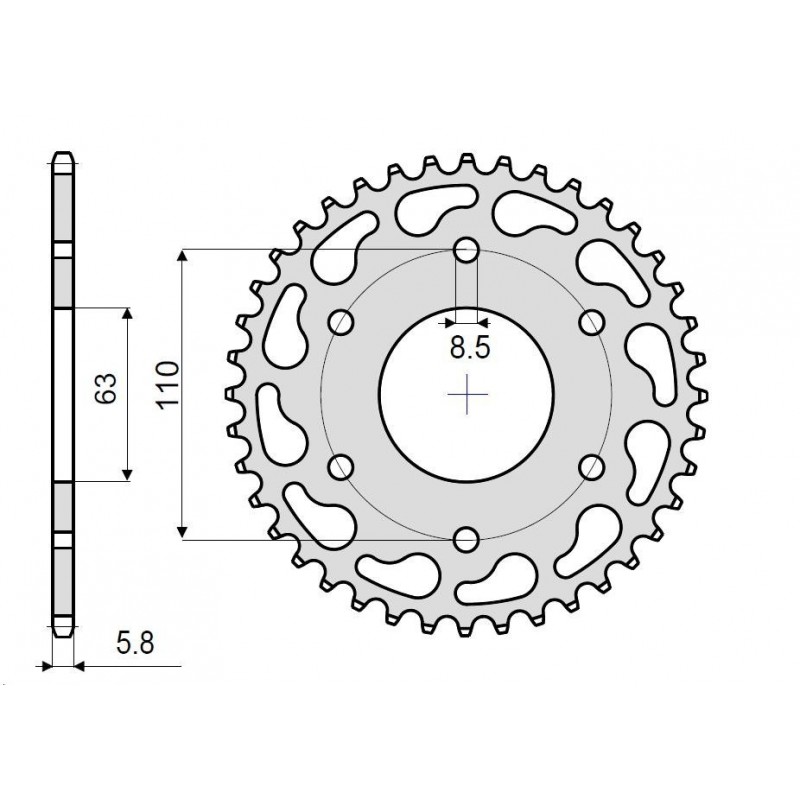 CORONA DE ACERO PARA CADENA 520 KTM DUKE 125 2014-2016*