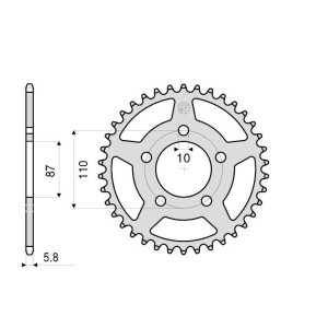 CORONA IN ACCIAIO PER CATENA 520 SUZUKI SV 650 2016-2020, SV 650 X 2018-2020