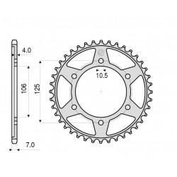 CORONA IN ACCIAIO PER CATENA 525 TRIUMPH TIGER 800 2011-2014, TIGER 800 XC 2011-2014