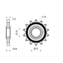 PIÑON DE ACERO PARA CADENA 525 YAMAHA R6 2006-2020, TDM 850 1996-1998