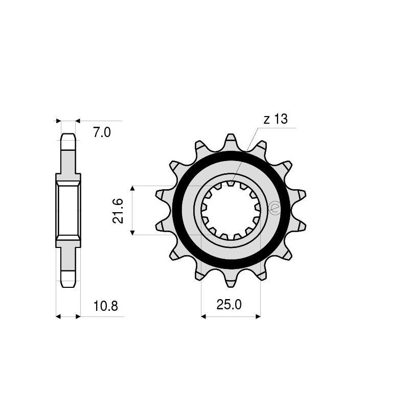 PIGNONE IN ACCIAIO PER CATENA 525 YAMAHA R6 2006-2020, TDM 850 1996-1998