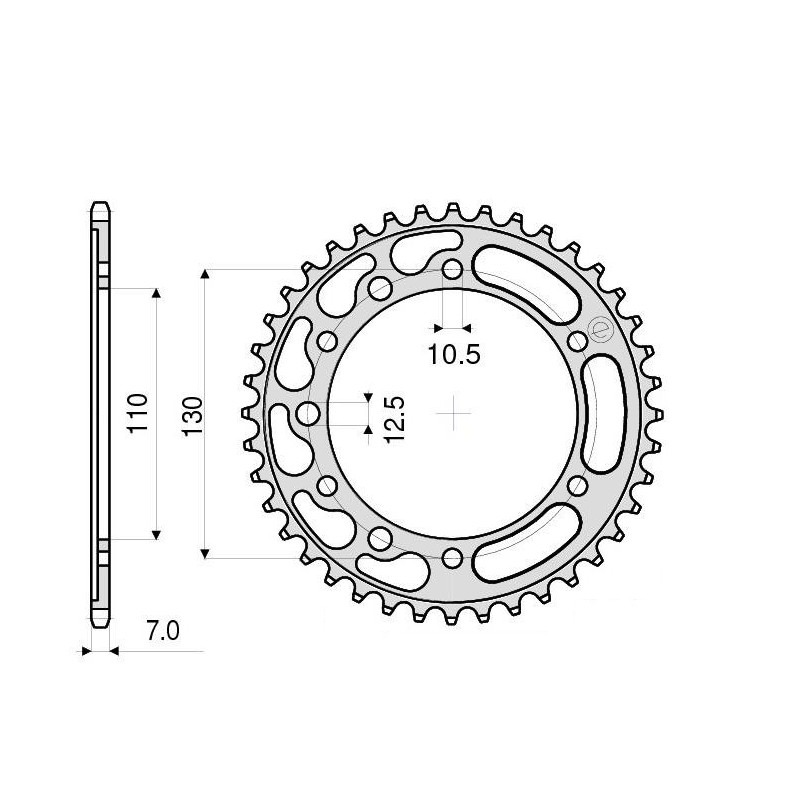 CORONA DE ACERO PARA CADENA 525 YAMAHA MT-07 2014-2017