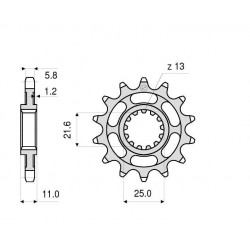 PIÑON DE ACERO PARA CADENA 520 YAMAHA R6 1999-2020, FZ6/FAZER 2004-2006, FZ6 S2/FAZER S2 2007-2013