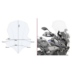 PARABRISAS GIVI YAMAHA TRACER 900 2018-2020, TRACER 900 GT 2018-2020, TRANSPARENTE, CON KIT DE MONTAJE