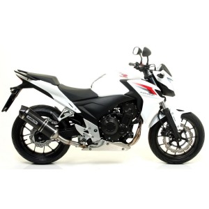 TERMINALE ARROW RACE-TECH HONDA CB 500 F 2013-2015, ALLUMINIO DARK/CARBONIO, OMOLOGATO