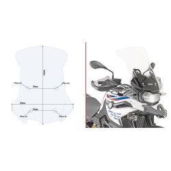 CUPOLINO GIVI TOURING BMW F 750 GS 2018-2020, TRASPARENTE, CON KIT DI MONTAGGIO