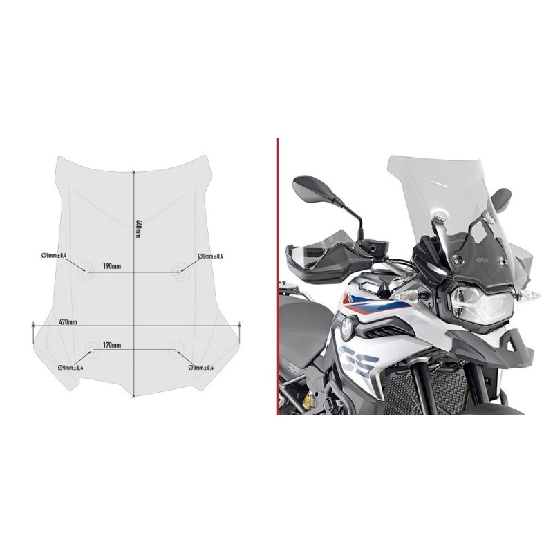 WINDSHIELD GIVI BMW F 850 GS 2018-2020, SMOKED