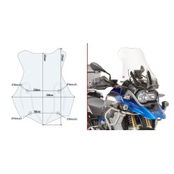 WINDSHIELD GIVI BMW R 1250 GS ADVENTURE 2018-2020, TRANSPARENT, WITH MOUNTING KIT