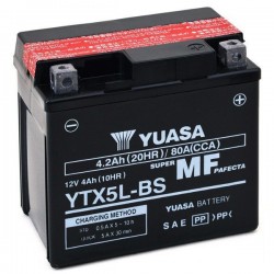 BATTERIA YUASA YTX5L-BS SENZA MANUTENZIONE CON ACIDO A CORREDO BETA RR 250 2010-2016