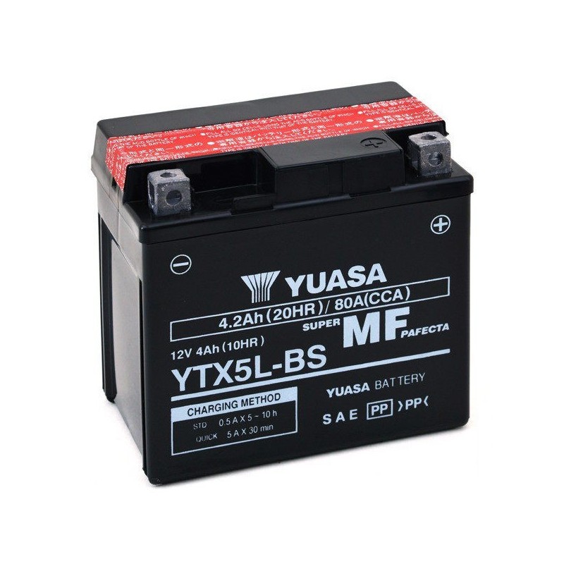 BATTERIA YUASA YTX5L-BS SENZA MANUTENZIONE CON ACIDO A CORREDO BETA RR 250 2010-2016