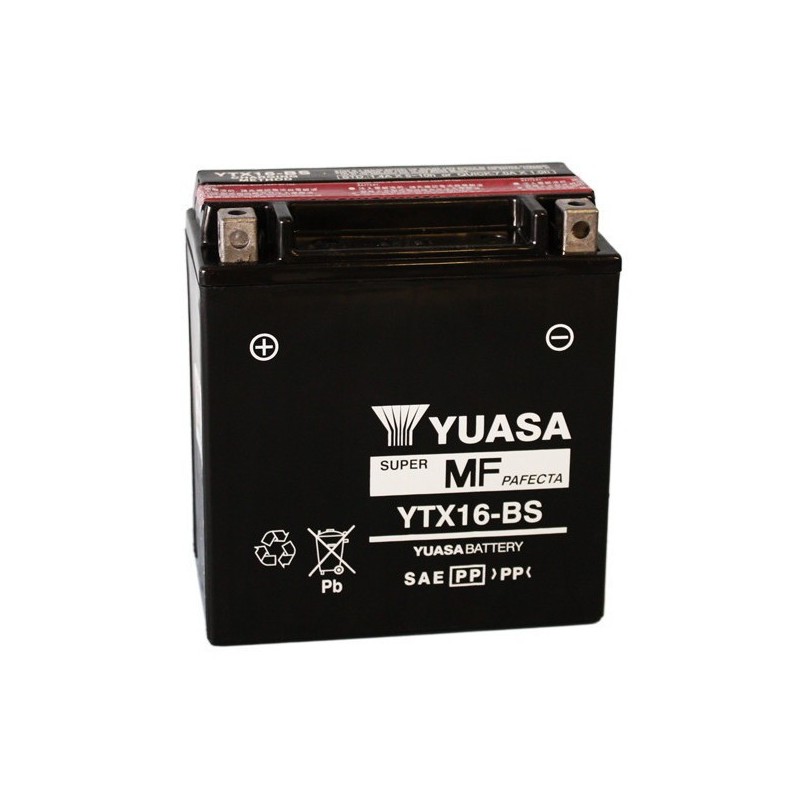 BATTERIA YUASA YTX16-BS SENZA MANUTENZIONE CON ACIDO A CORREDO TRIUMPH TIGER 800 2011-2014