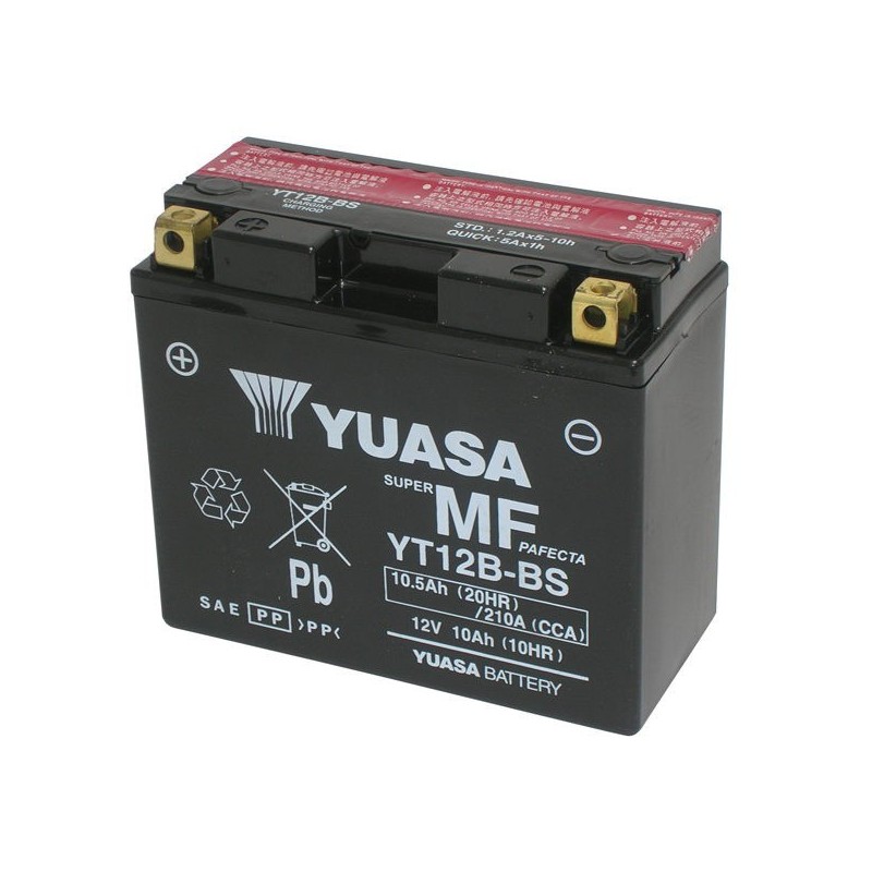 BATTERIA YUASA YT12B-BS SENZA MANUTENZIONE CON ACIDO A CORREDO YAMAHA FAZER 1000 2001-2005