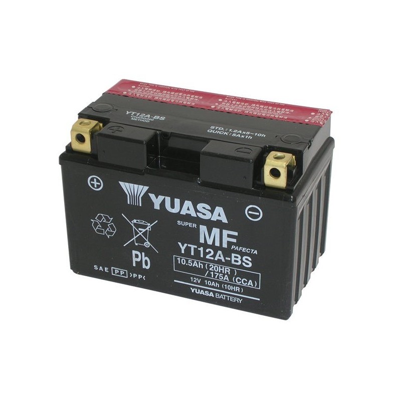 BATTERY YUASA YT12A-BS MAINTENANCE FREE WITH ACID SUPPLIED APRILIA RSV4 FACTORY APRC 2011-2012