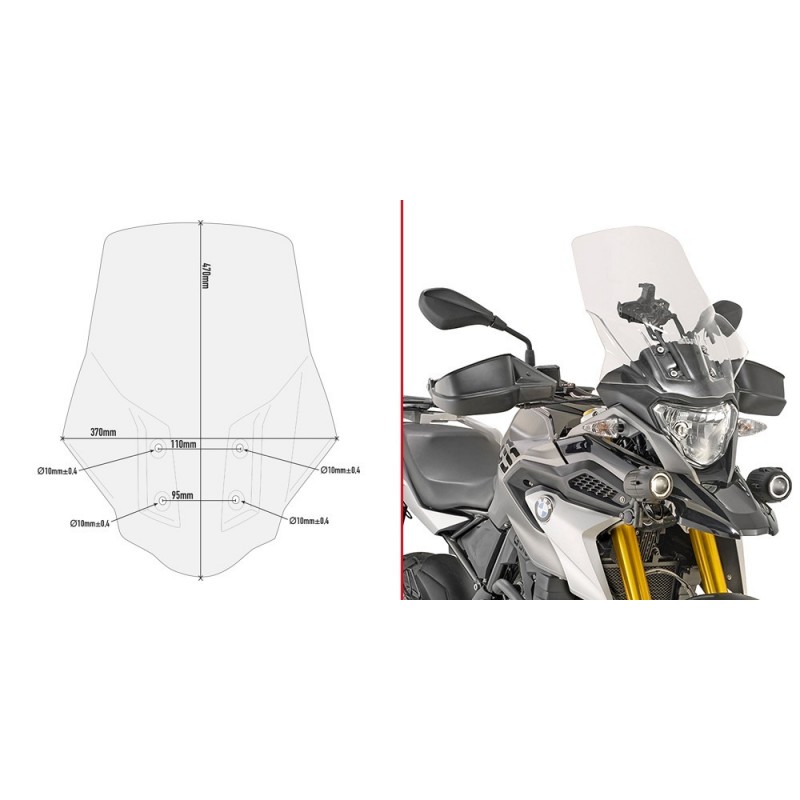 GIVI WINDSCREEN BMW G 310 GS 2017-2020, TRANSPARENT