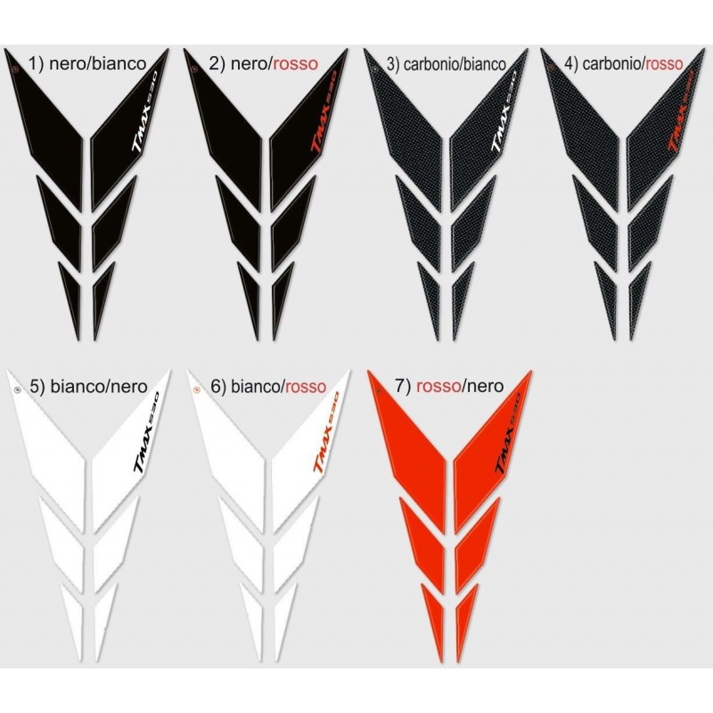ADESIVI 3D PROTEZIONI Y FRONTALE YAMAHA T-MAX 530 2015-2016 CARBON ROSSO
