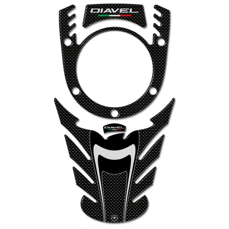 PEGATINAS 3D PROTECTORES DE TANQUE Y BLOQUEO DE LLAVE DUCATI DIAVEL