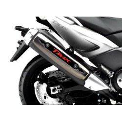 ADESIVO 3D PROTEZIONE CARTER TERMINALE SCARICO YAMAHA T-MAX 500 2008-2011 NERO BIANCO