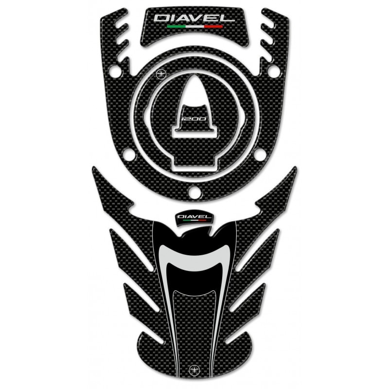 3D STICKERS TANK PROTECTORS, CAP UND KEY LOCK DUCATI DIAVEL