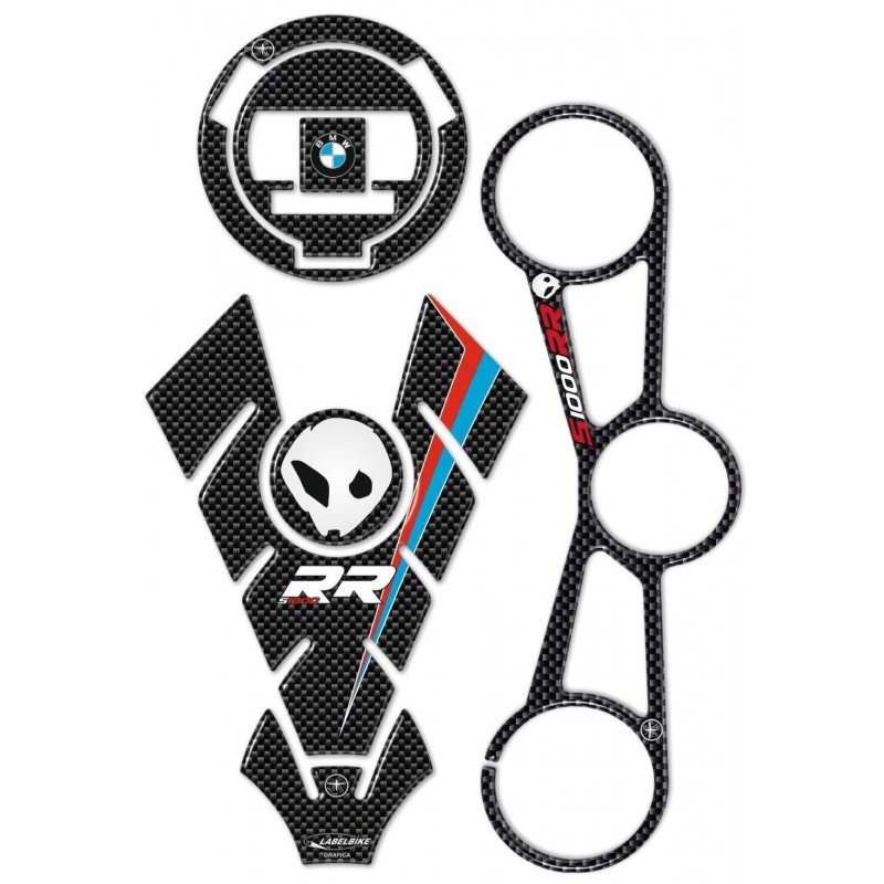 KIT DE ADHESIVOS 3D PROTECCIÓN DE TANQUE, TAPA Y SOPORTE DE DIRECCIÓN BMW S 1000 RR 2015-2017