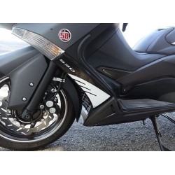 ADESIVI 3D PROTEZIONI LATERALI CARENA ANTERIORE BASSA YAMAHA T-MAX 530 2012-2016 NERO ROSSO