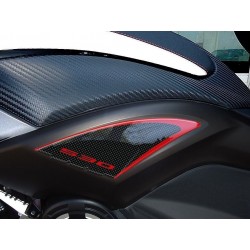 3D-STICKER-SEITENSCHUTZ UNTER SITZ BOOMERANG YAMAHA T-MAX 530 2012-2016 CARBON RED