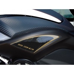 3D-STICKER-SEITENSCHUTZ UNTER SITZ BOOMERANG YAMAHA T-MAX 530 2012-2016 CARBON GOLD