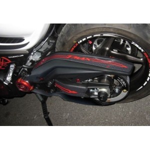 ADESIVO 3D PROTEZIONE FORCELLONE E CARTER CINGHIA YAMAHA T-MAX 530 2012-2016 CARBON ROSSO