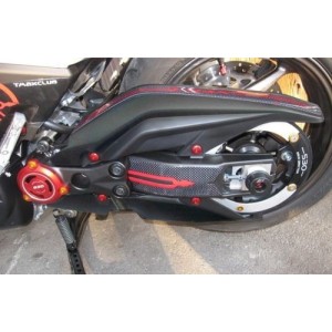 ADESIVO 3D PROTEZIONE FORCELLONE E CARTER CINGHIA YAMAHA T-MAX 530 2012-2016 CARBON ROSSO