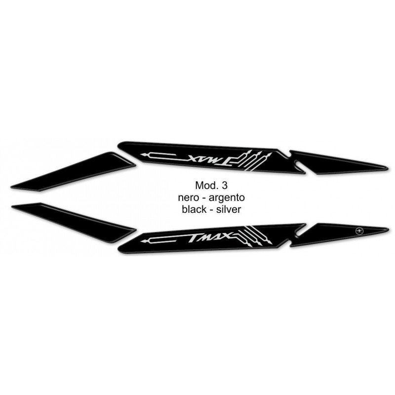 ADESIVO 3D PROTEZIONE MANIGLIE PASSEGGERO YAMAHA T-MAX 530 2017-2019, NERO/SILVER