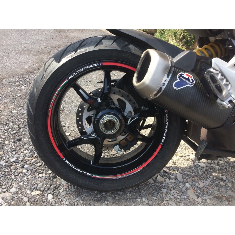 KIT BORDES ADHESIVOS PARA LLANTAS DUCATI MULTISTRADA 17 "BANDERA ITALIANA BLANCA
